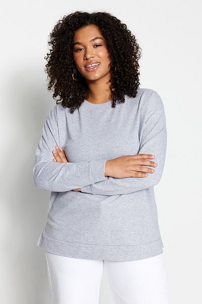 Trendyol Curve Plus Size Sweatshirt - Gray - Regular fit