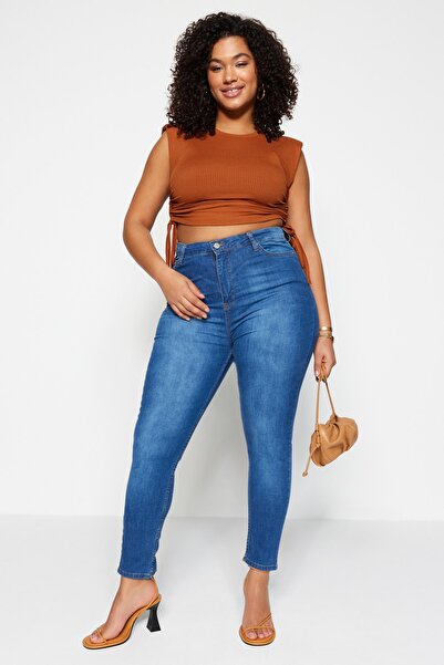 Trendyol Curve Подплатена трикотажна блуза с набрана страна на плочки TBBSS23AF00011