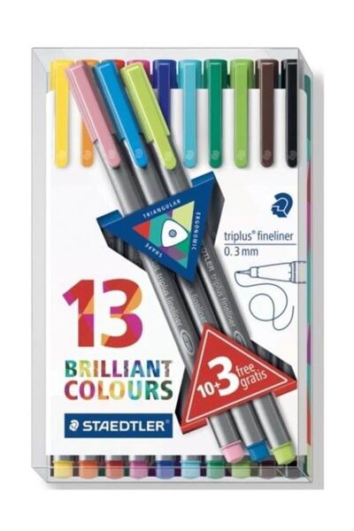 Staedtler Triplus Fineliner Üçgen 0,3mm 10'lu+3'lü Set 334 Tb13