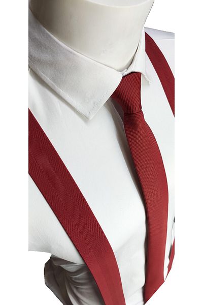 Le Voux Red Color Trouser Strap And Tie Set