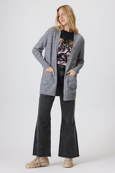 Lee Cooper Smiley Women's Cardigan, Gray Melange