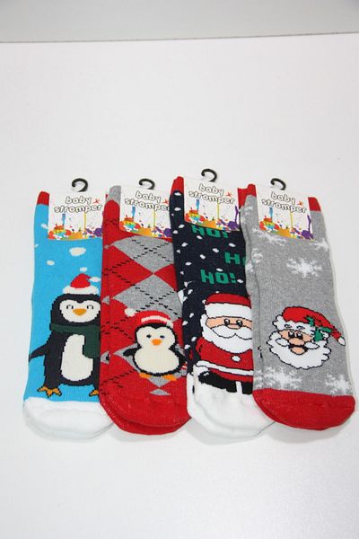 Baby Stromper Baby/Kid 4-Piece Towel Sole Abs Printed Santa Claus Patterned Socks