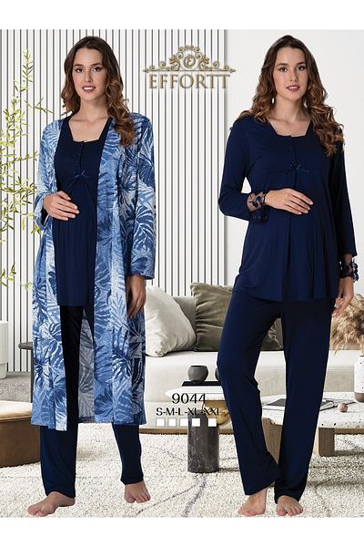 Effortt Lace Detailed Maternity Pajamas Set with Sleeves