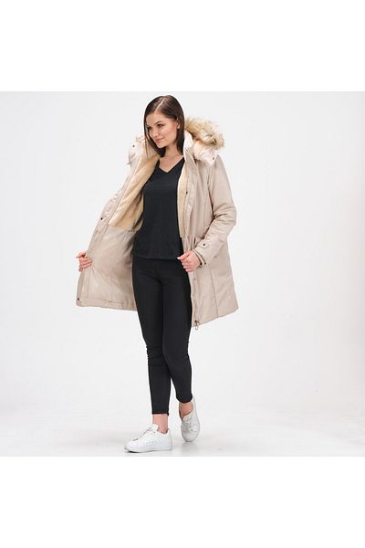PIQUE Women's Coat Women's Removable Hooded Fur Lined Long Coat Febıha-234063 Febıha