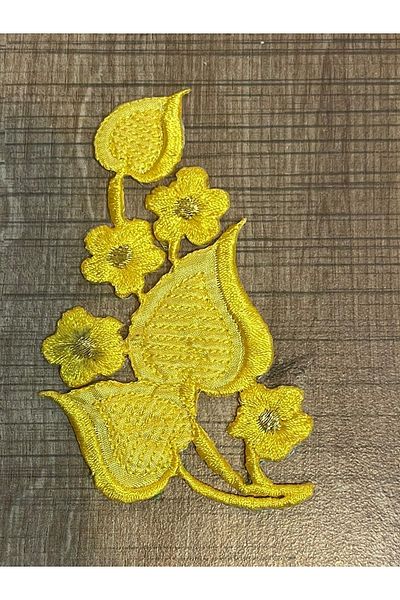 Gönülden Tasarım 11x6 cm Culoare Galbenă Fiare de călcat Lipire Floral Guipure Alpaca Patch Accesoriu pentru armătură