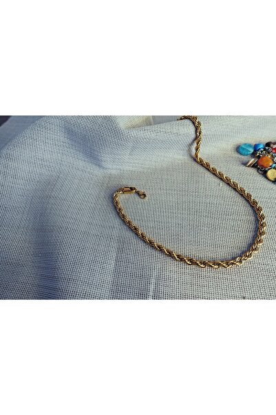 stainless steell Kuyumcu Model 45 Cm Gold Burgu Çelik Kolye