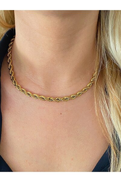 stainless steell Kuyumcu Model 45 Cm Gold Burgu Çelik Kolye