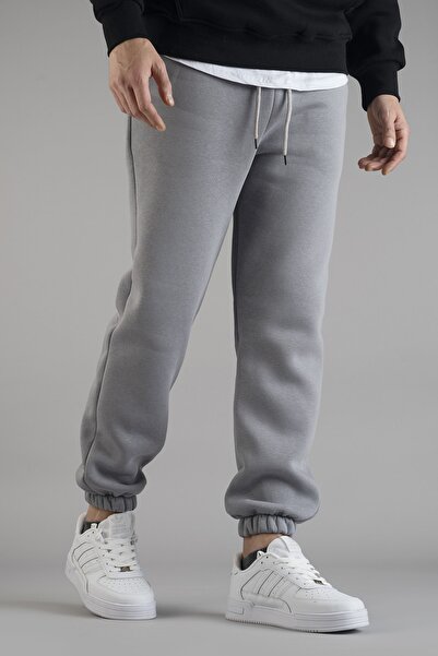 bombe Ανδρικό βαμβακερό σκούρο γκρι παντελόνι - 3 κλωστές