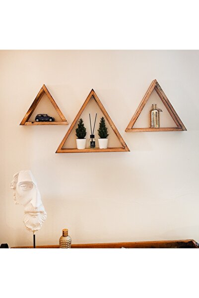 Weblonya Kitaplık Raf Ahşap Duvar Rafı Üçgen Raf 3Lü 5092