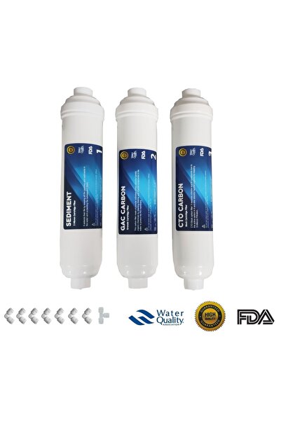 Evora Kapalı Kasa Su Arıtma Cihazı 3'lü 12"çubuklu Inline Filtre Seti 6 Dirse...