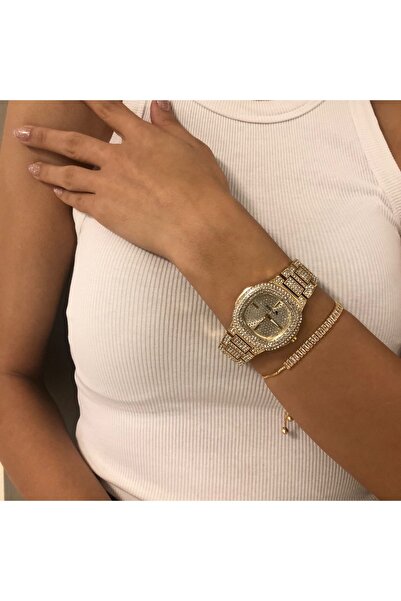 Polo Air Ceas de mână de lux din piatră cu un singur rând pentru femei cu brățară baghetă din zirconiu ca cadou