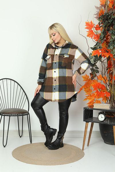 xlargebutik Plus Size Women's Clothing Warm Soft Brown Shirt