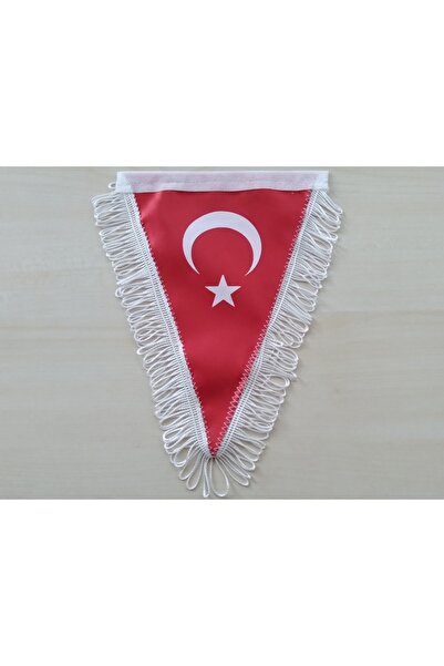 Aksesuar Türk Bayrağı Flama Püsküllü (23x15cm) Asma Bayrak, Flama Bayrak, Üçg...
