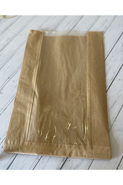 Fa Etiket Windowed Kraft Paper Bag 15x32x7.5 Cm 20 Pieces