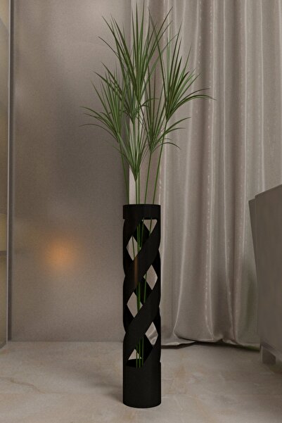 Segi Home Decor Uzun Büyük Metal Vazo Siyah Renk Yükseklik 60 Cm Genişlik 11,...