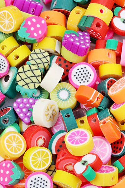 By MO Accessories 50 قطعة 10 مللي متر على شكل خرز فواكه بوليمر كلاي فيمو