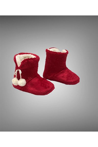 Esco Sesa Red Pompom Slippers - Home Boots - Non-Slip Sole - Girl