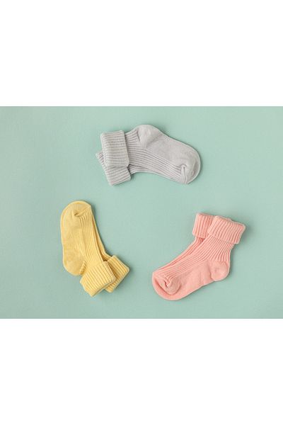 English Home 6-12 Months Baby Socks - Pink, Yellow and Lilac