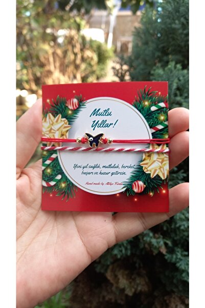 Genel Markalar Yılbaşı Temalı Kırmızı Ipli Yeni Yıl-noel Hediyesi Nazar Keleb...