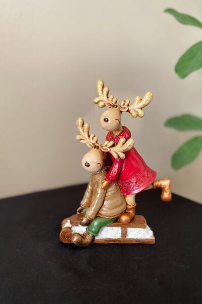 Tasarloxi Kızaklı Geyik Çift Yılbaşı Dekor Süsü