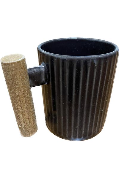 Elif Woody Wooden Handle Coffee Colored Mug605453