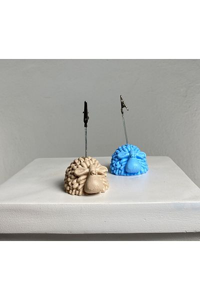 oasis decoration Lamb Note Holder Set of 2 ( Cream - Light Blue)