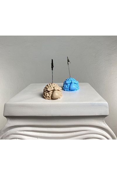 oasis decoration Lamb Note Holder Set of 2 ( Cream - Light Blue)