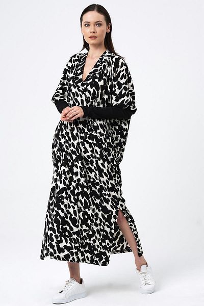 ALEXANDERGARDI Patterned Slit Long Dress (b22-7005b)