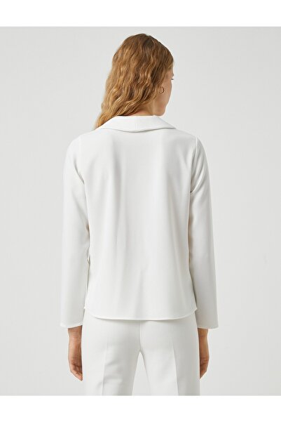 Koton Knot Detailed Blouse Shawl Collar Long Sleeve
