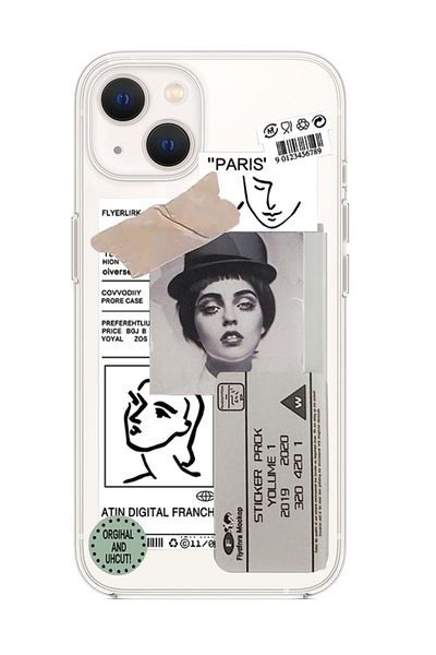 butikcase غطاء هاتف شفاف قابل للتحويل بنمط بطاقة لطيف لبطاقة هاتف آي فون 13