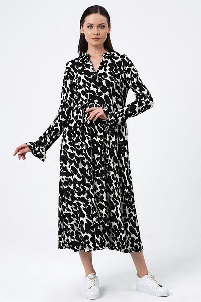 ALEXANDERGARDI Rochie lungă cu modele cu mâneci cu volan (b22-41600)