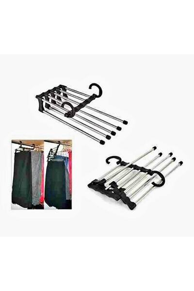 NEWSTORE HOME Katlanabilir 5li Pantolon Askısı Hareketli Dolap Içi Askı Sistemi