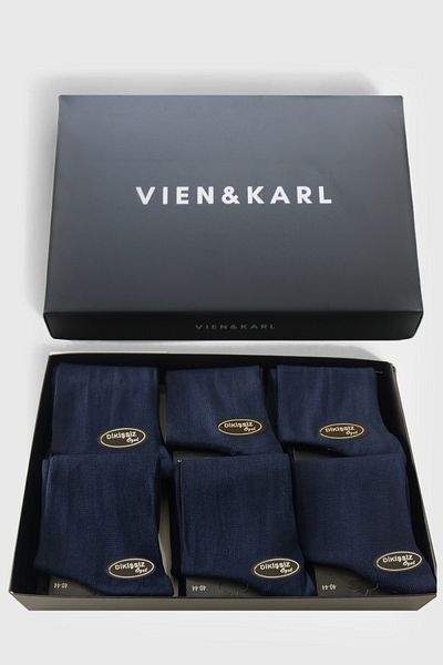 Vien&Karl Ανδρικές κάλτσες Navy Blue Bamboo Box 6 Premium
