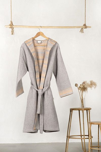 Ecocotton Ανδρικό μπουρνούζι Mila Organic Cotton Muslin Grey - Μέγεθος Xl