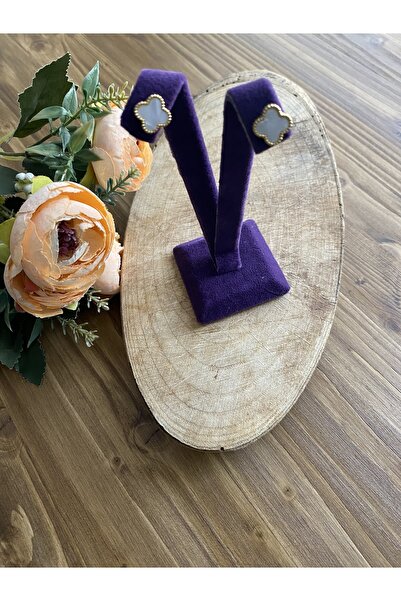 Roze Aksesuar Beyaz Van Cleff Çelik Küpe