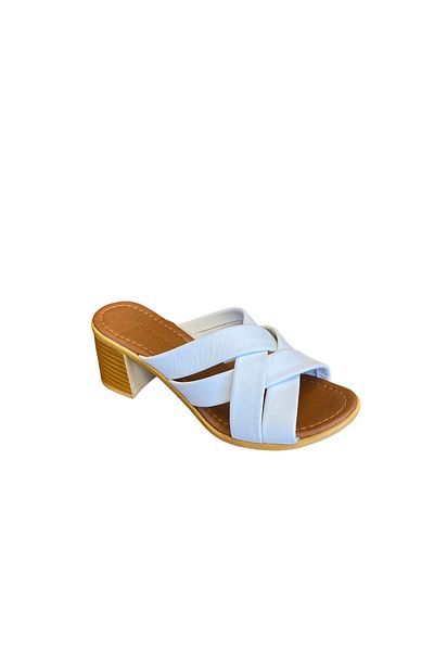 Pierre Cardin PC-7108 Papuci de damă albi cu toc din piele naturală