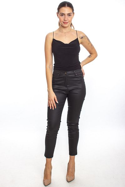 ZARAZA Waxed trousers black