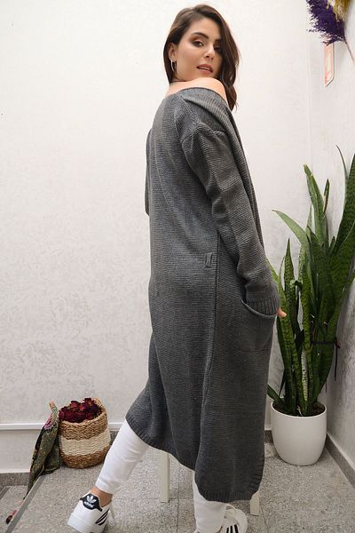 AVORWE Reverse Knit Open Front Cardigan with Pockets