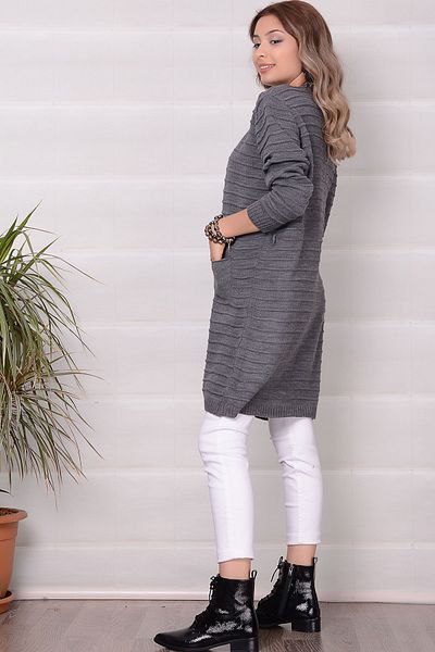 AVORWE Self-Striped Open Front Cardigan