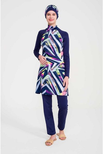ARMERA Patterned Licra Fabric Hijab Swimsuit