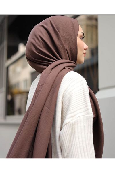 Narine Γυναικείο Hijab Βαμβακερό Μοντέλο Cazz Shawl-αμηχανικό καφέ