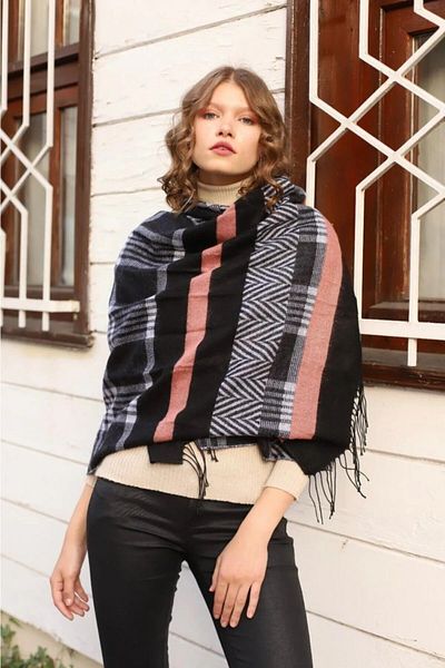 emybox Tasseled Boucle Shawl Spring Winter Autumn Multicolor Shawl Scarf For Shoulder And Neck