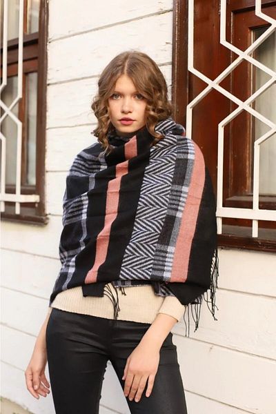 emybox Tasseled Boucle Shawl Spring Winter Autumn Multicolor Shawl Scarf For Shoulder And Neck