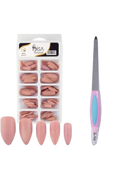SİSA Cosmetics Profesyonel 100'lü Kutulu Badem Mat Gül Kurusu Takma Tırnak Ve...