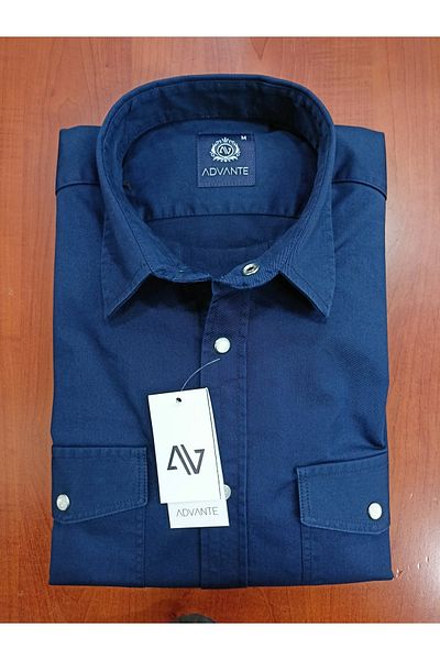 ADVANTE Мъжка спортна риза Güncüoğlu Slim Fit с дълъг ръкав и двоен джоб от габардин