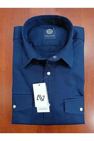 ADVANTE Мъжка спортна риза Güncüoğlu Slim Fit с дълъг ръкав и двоен джоб от габардин