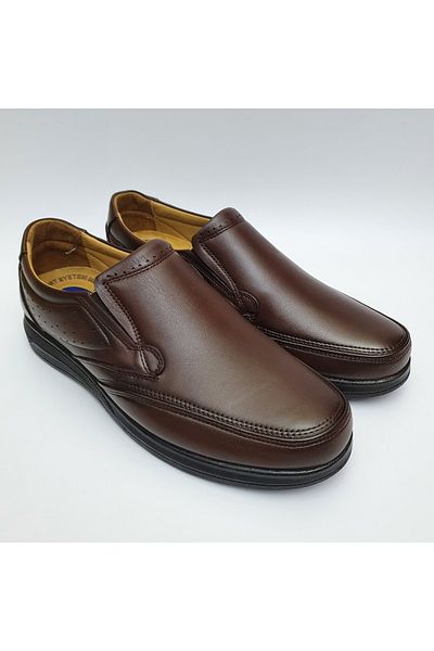 Öztürk Laceless Heel Supported Comfort Orthopedic Winter Genuine Leather Men's Shoes Ay-960