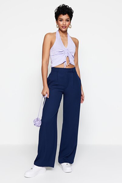 Trendyol Collection Pants - Navy blue - Wide leg