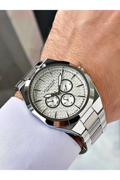 Navimarine Silver Color Functional Steel Strap Men's Wristwatch Bracelet Gift