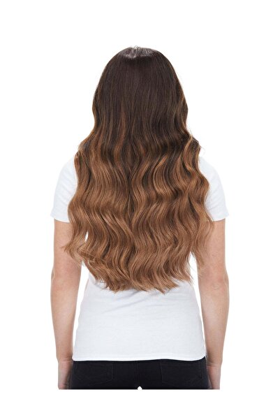 CESLİFE Gerçek Saç Doğal Görünümlü Kahve Balyaj Yarım Ay Çıt Çıt Postiş Saç -...